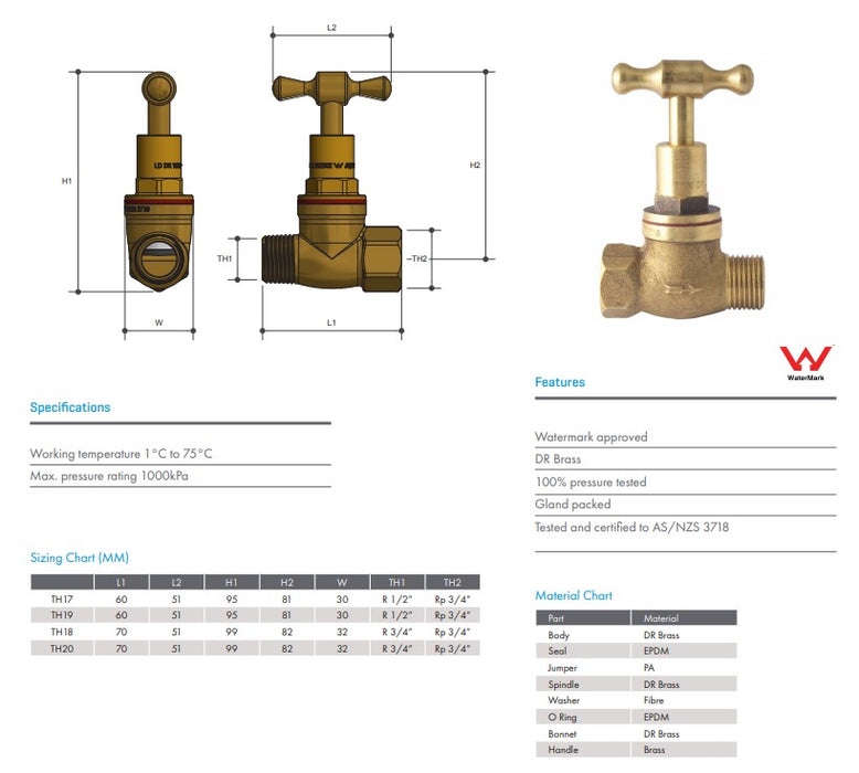 1/2" Stop Tap Male x Female Rough Brass Finish Watermarked