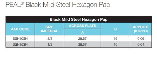 Black Steel 3/8" BSP Steel Hexagon Pap