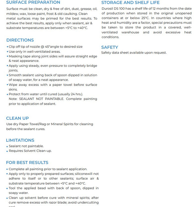 DUROSIL DS100 NEUTRAL SILICONE SEALANT 300ml - STEEL GREY