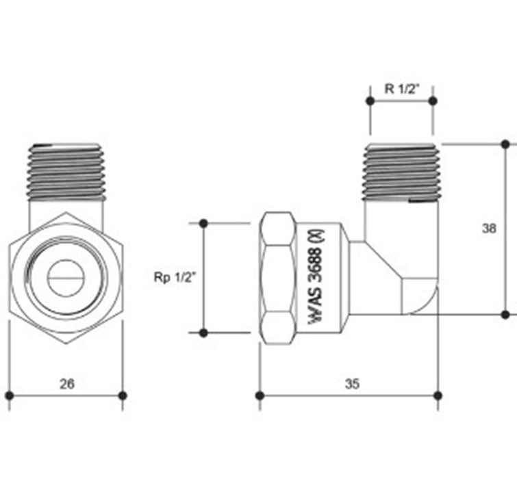 Brass Elbow Compact Male Female 1/2" BSP 15mm