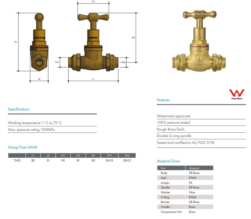1/2" BSP Stop Tap Flared Rough Brass Finish Watermarked