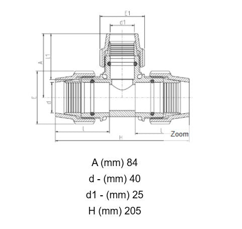 40mm x 25mm x 40mm Plasson Metric Compression Reducing Tee