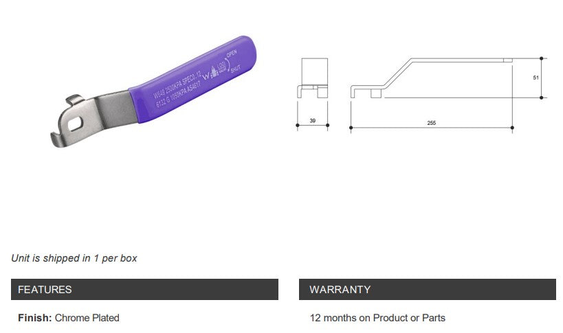 Lever Handle Recycled Water Lilac - Suits 2 1/2", 3" and 4" Ball Valve
