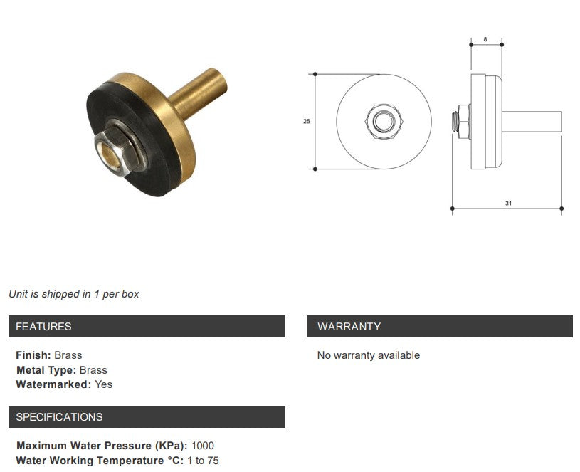 Tapware 3/4" Brass Jumper Valve Full Way Hot & Cold Water Pack of 10