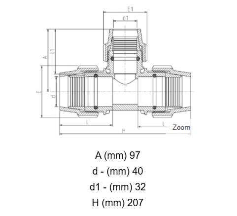 40mm x 32mm x 40mm Plasson Metric Compression Reducing Tee