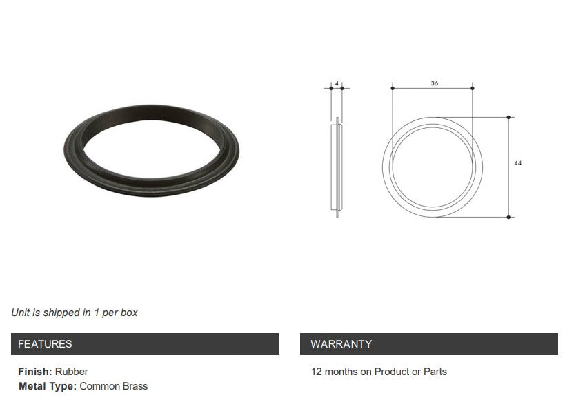 Monopoly Tapware 40mm Rubber Seal for Pop Up Plug and Waste Bathroom Basin