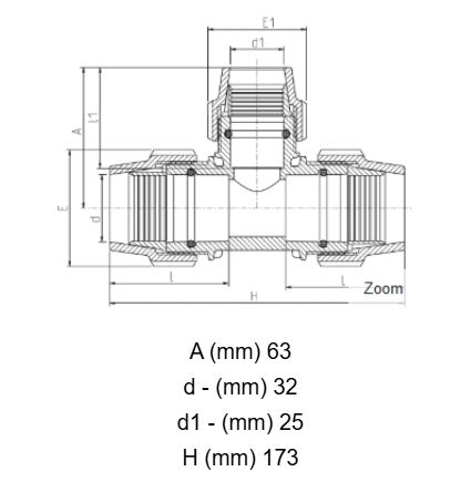 32mm x 25mm x 32mm Plasson Metric Compression Reducing Tee