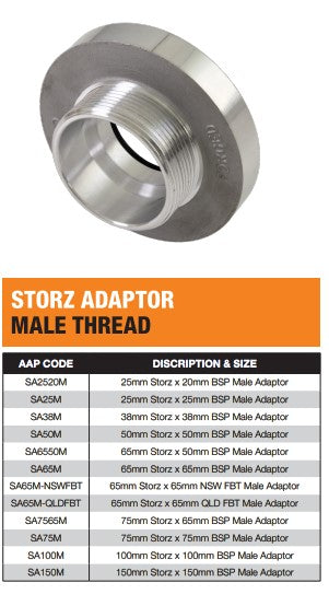 Storz x Male BSP Adaptor - 65mm Storz x 65mm NSW FBT Male Adaptor