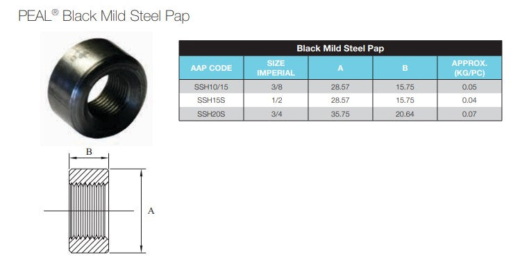 Black Steel 3/4" BSP Steel Pap