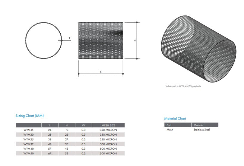 1 1/4" (32mm) Y Strainer Mesh Stainless Steel