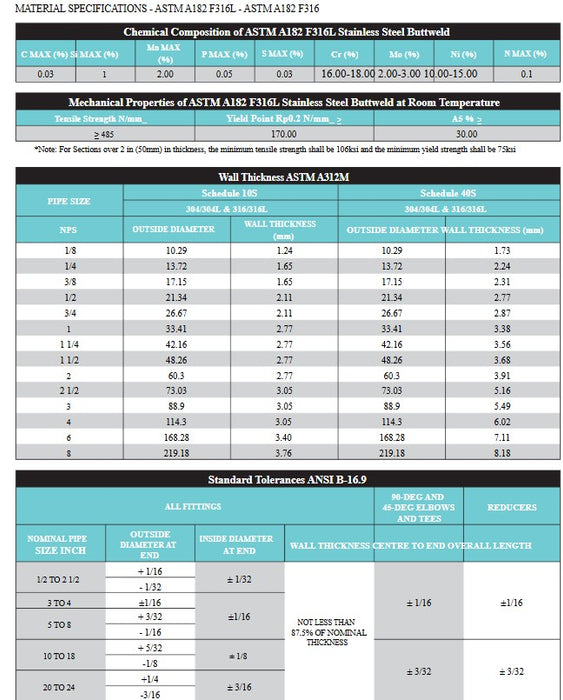 1" Stainless Steel 304 Buttweld 90 Degree Elbow SCH10