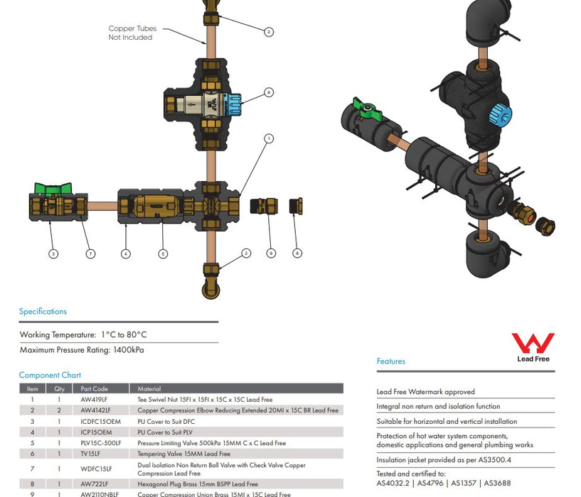 Storage Hot Water Installation Kit 500kPa - HWKIT-02