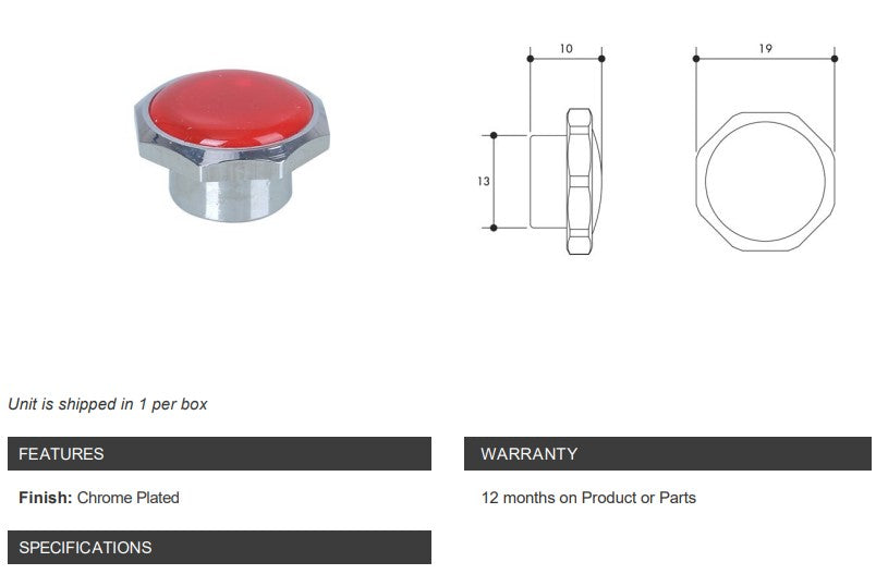 Tapware Button Assembly Machine Monopoly Unstyled Tapware Buttons Red (Hot) - Blue (Cold) Sold Separat ...
