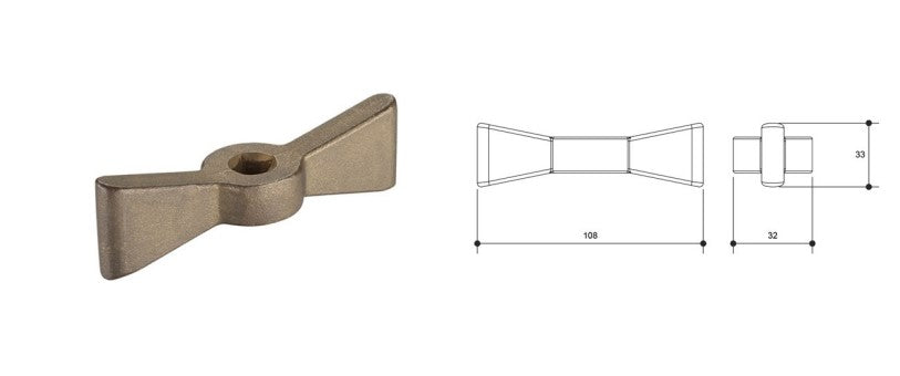 Gate Valve Brass T Handle - Suits 2" BSP Watermarked Gate Valve