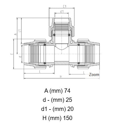 25mm x 20mm x 25mm Plasson Metric Compression Reducing Tee