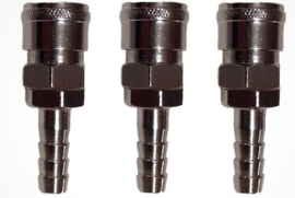 Air Fitting Two Touch Nitto Style Socket 11mm Hose Barb 30SH x 3 - Fit 3/8" Hose
