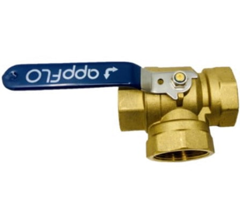 1 1/4" BSP (32mm) 3 WAY BRASS BALL VALVE L-PORT SIDE ENTRY