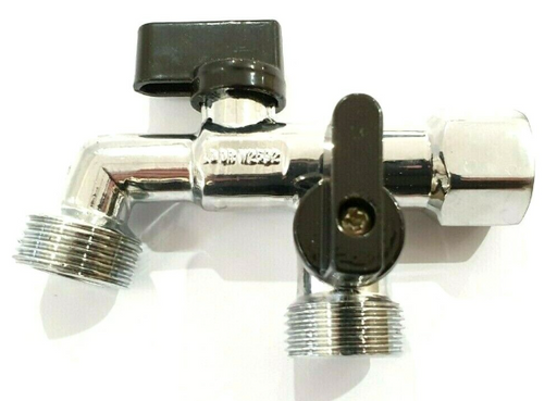 Dual Outlet Hose Tap 15mm x 15mm x 20mm Watermarked Chrome Plated - Lead Free