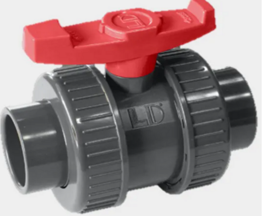 Grey PVC Slip Double Union Ball Valve - 3" (80mm)