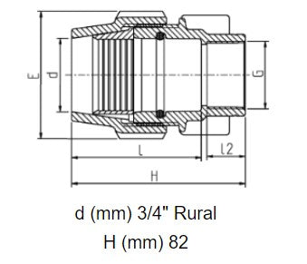 3/4" x 3/4" Plasson Rural Female Adaptor Connector Irrigation