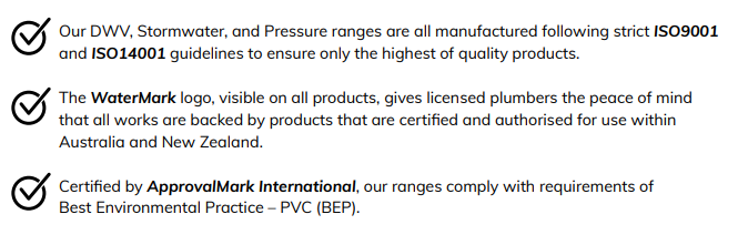 PVC DWV Level Invert Taper Male Female 100x 50mm AS1260 Plumbing ...