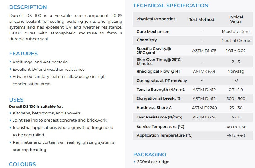 DUROSIL DS100 NEUTRAL SILICONE SEALANT 300ml - STEEL GREY