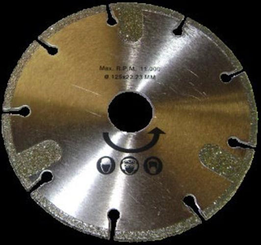 Diamond Blade Electroplated Continuous Rim for Fibreglass 125mm x 22mm Bore