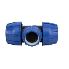 63mm x 32mm x 63mm Norma Metric Tee - PE x PE x PE - Irrigation Compression Fitting Blue Line Poly Pipe