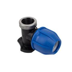 25mm x 3/4" BSP Norma Metric Female Wall Plate Elbow - PE x FI - Blue Line Irrigation Poly Pipe Water Marked