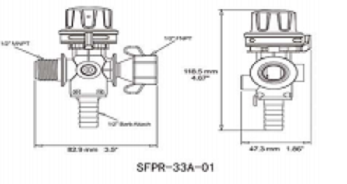 SeaFlo Ag Pumps - Sprayer Accessories - Pressure Regulating Valve - 33/34/42/51 Series Pumps - 1/2" FNPT