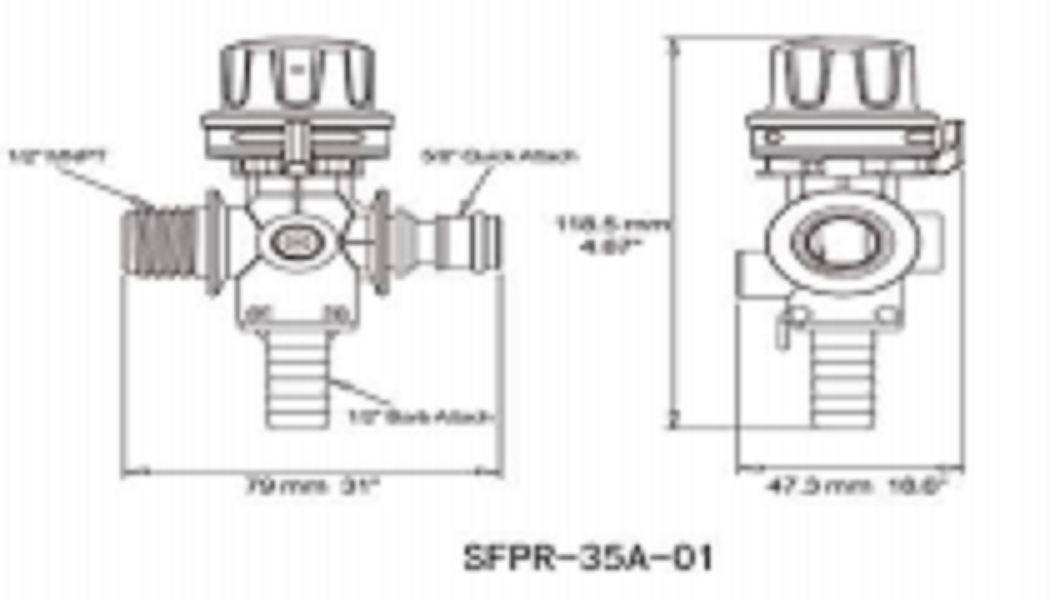SeaFlo Ag Pumps - Sprayer Accessories - Pressure Regulating Valve - 35 Series Pumps - 5/8" Quick Attach