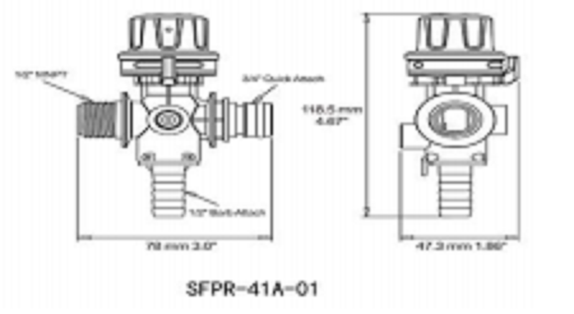 SeaFlo Ag Pumps - Sprayer Accessories - Pressure Regulating Valve - 41/43/52 Series Pumps - 3/4" Quick Attach
