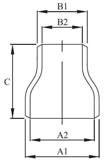 1 1/2" x 1" (40 x 25mm) Stainless Steel 316 Buttweld Concentric Reducer SCH10