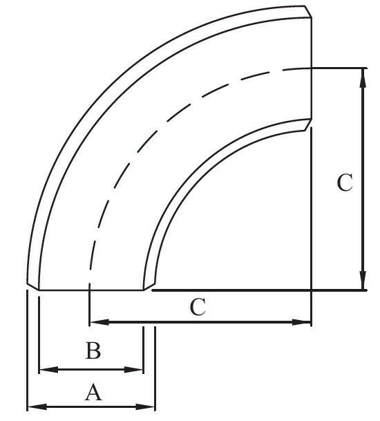 3/4" (20mm) Stainless Steel 316 Buttweld 90 Degree Elbow SCH10