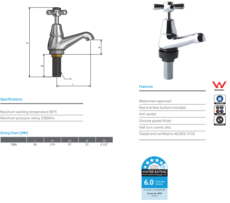 Monopoly Whitehall 1/2 Turn Tapware Pillar Tap Ceramic Disc Chrome Plated