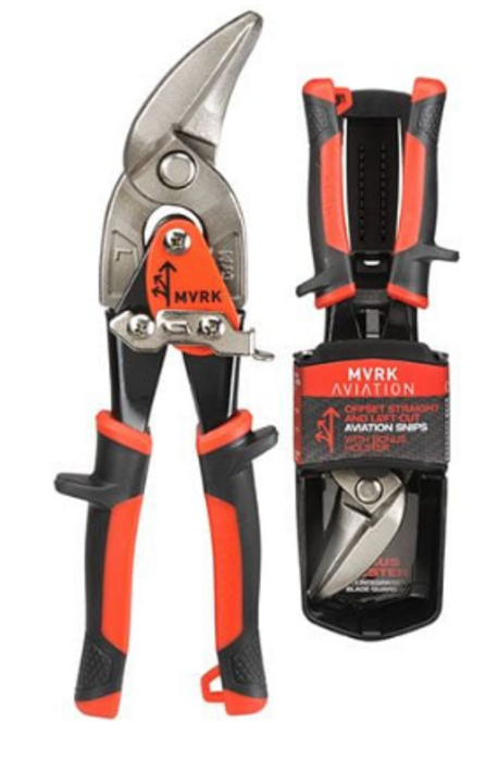 MVRK Aviation Snips Left Cutting Offset - Includes Safety Holster And Belt Clip