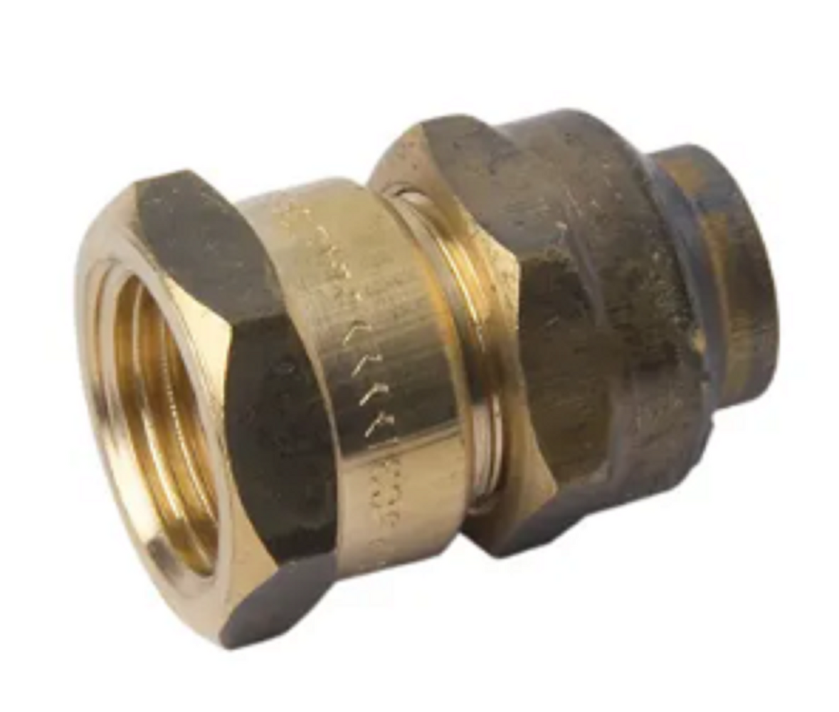 15mm (1/2" BSP) x 15mm Brass Flared Compression Union - Female BSP x Compression