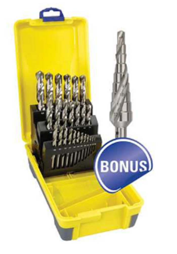 Bordo Quick Silver Metric 25 Piece Silver M2-HSS Twist Drill Set - Bonus HSS Step Drill 4-12mm