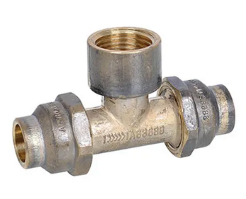 FLARED COMPRESSION BRASS TEE DOUBLE  UNION 20C x 20C x 15FI