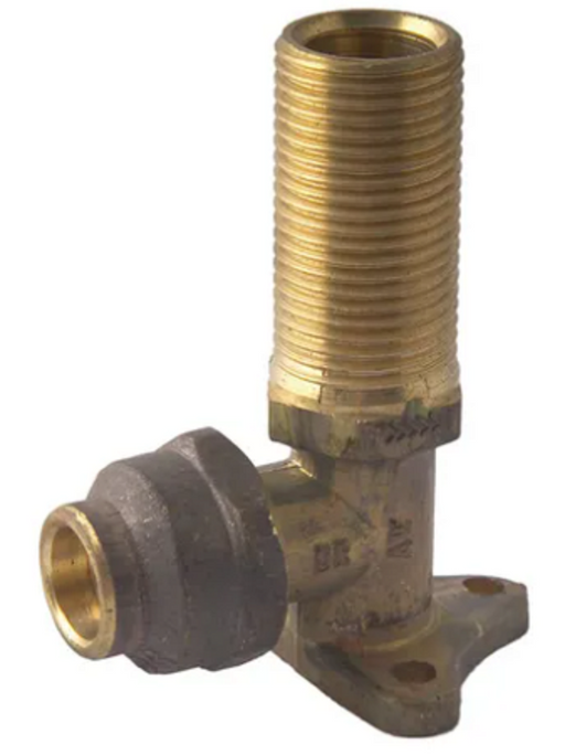 BRASS COMPRESSION ELBOW FLARED 15mm M x 15C EXTENDED LUGGED 1/2" x 1/2" (EXTENDED 95mm)