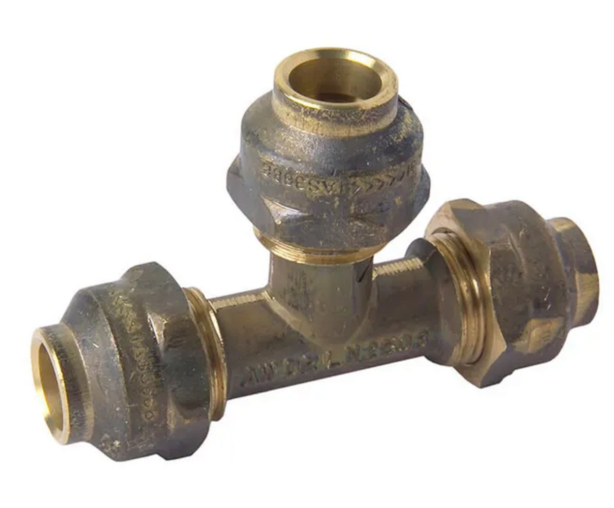 FLARED COMPRESSION BRASS TEE TRIPLE UNION 20C x 20C x 20C