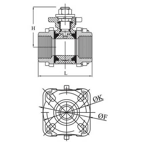 3/4" BSP (20mm) Stainless Steel 316 (3 Piece) Ball Valve Actuator Mounting Pad (ISO5211)