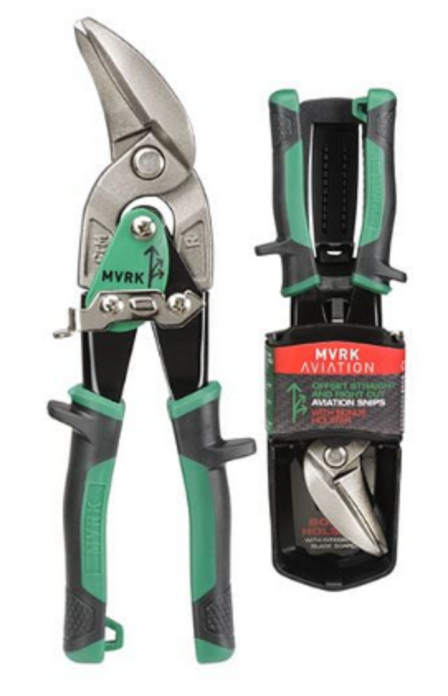 MVRK Aviation Snips Right Cutting Offset - Includes Safety Holster And Belt Clip