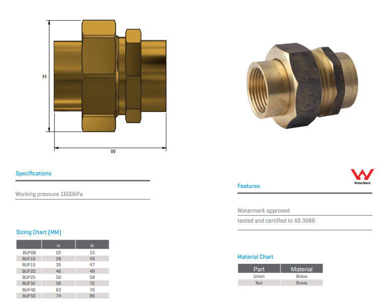 Brass Barrel Union Female x Female 3/8" BSP (10mm)