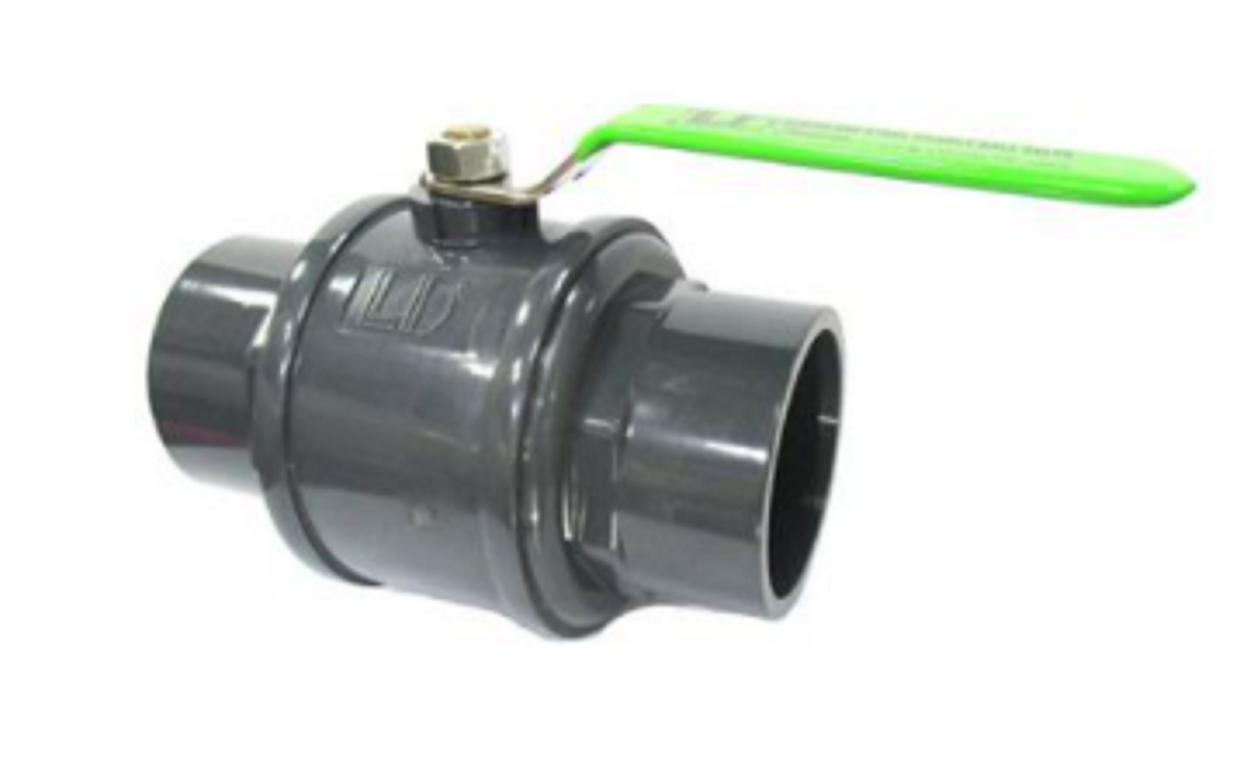 3" BSP (75mm) LARGE PVC BALL VALVE FEMALE GREY WITH STAINLESS STEEL HANDLE