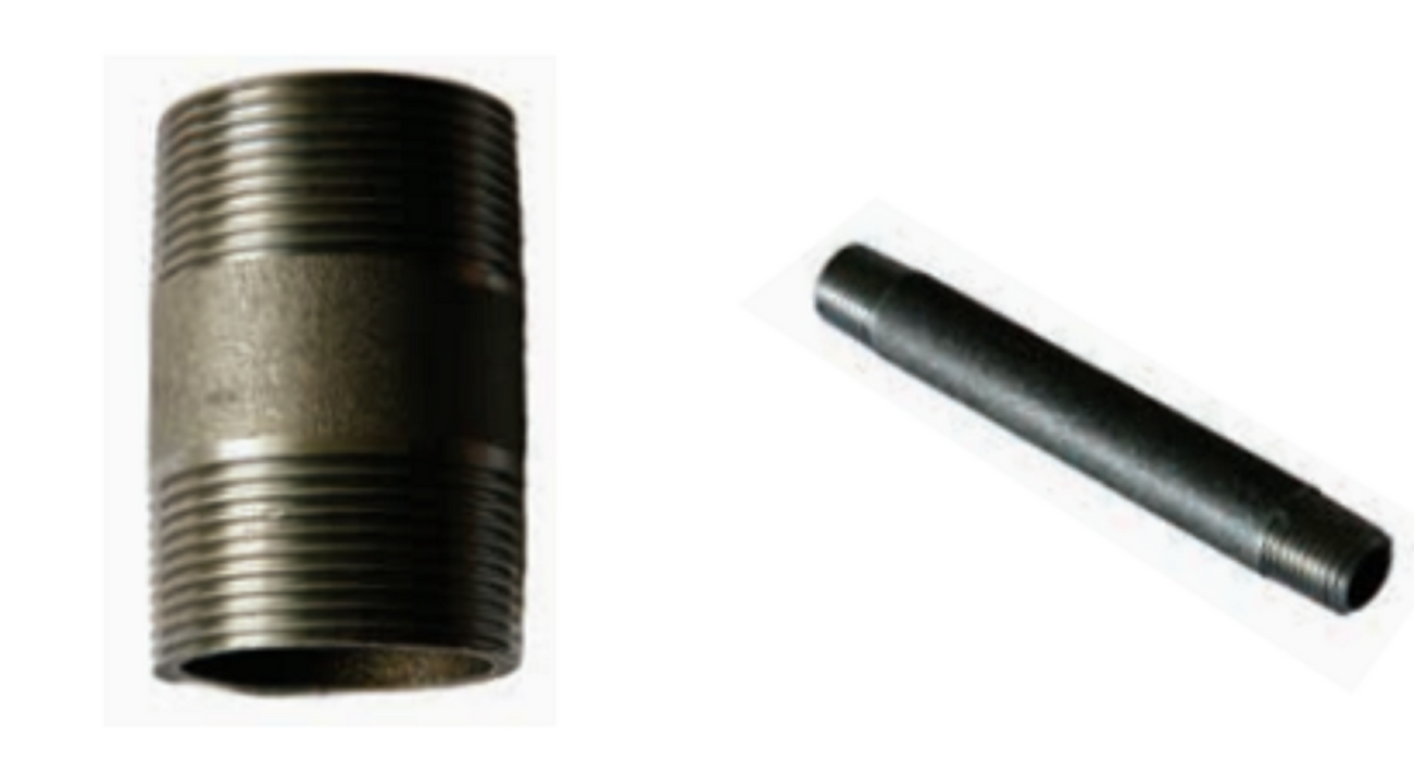 1/4" BSP x 80mm LONG BLACK STEEL BARREL NIPPLE MALE MALE JOINER PIPE RISER