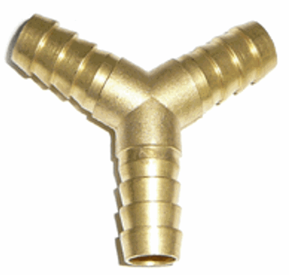 3/16" Hose Three Way Brass Y Piece