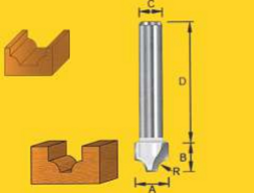 Edge & Face Forming Bits - Router Bit - 6.4mm x 25mmBroad/Wide Point Beading Bit - TruaCuT