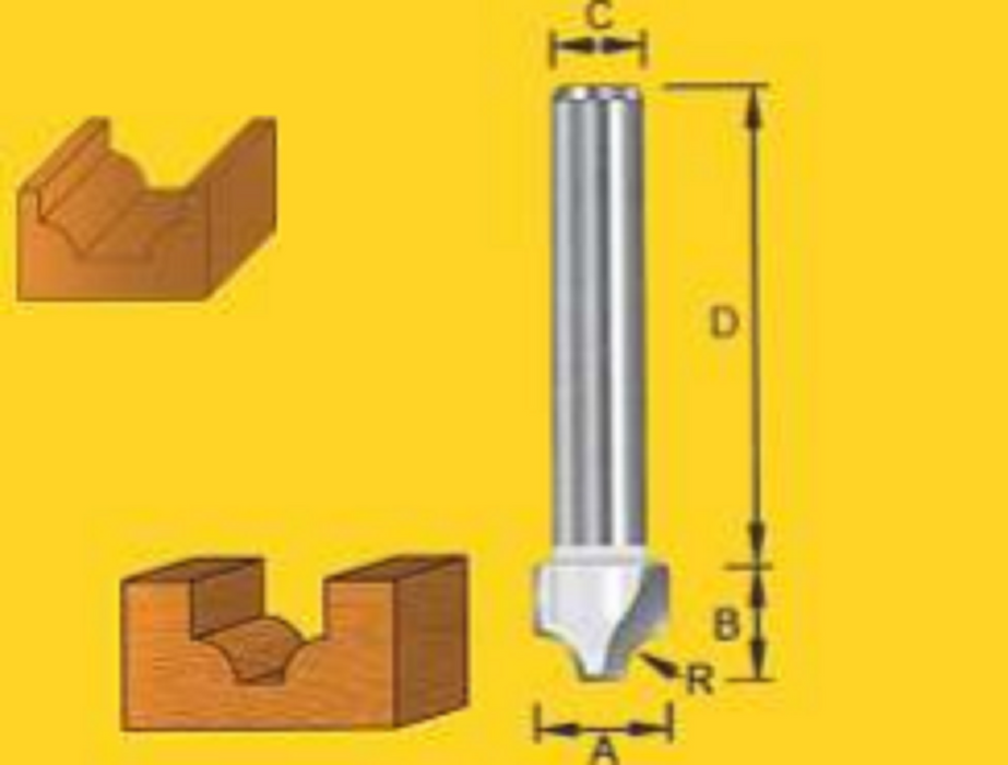 Edge & Face Forming Bits - Router Bit - 3.2mm Broad/Wide Point Beading Bit - TruaCuT