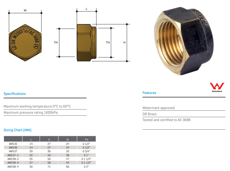 Brass Cap Threaded Chrome Plated 1/2" BSP (15mm)